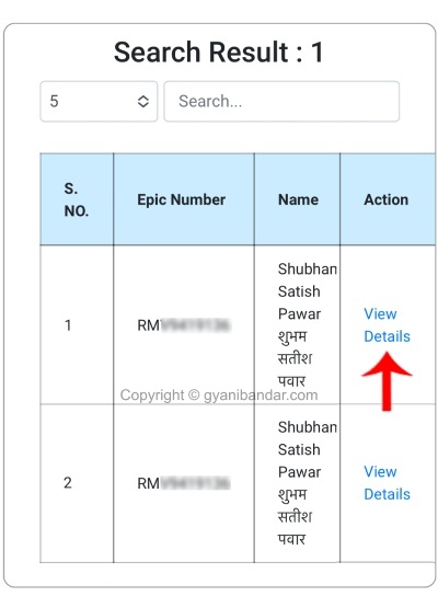 Voter List Me Name Search Step 3