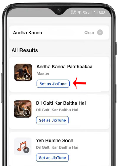 How to set Jio Caller Tune Step 5