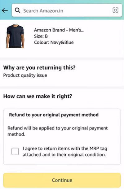 Amazon Return and Replacement Policy Step 7