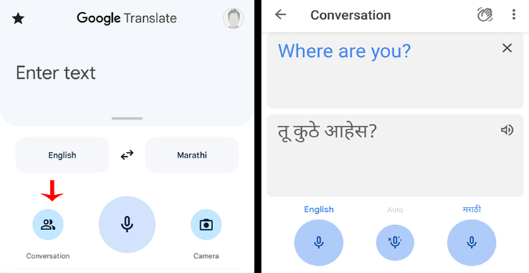 Google Translate Conversation Option