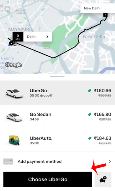 How to book Uber Cab Step 10