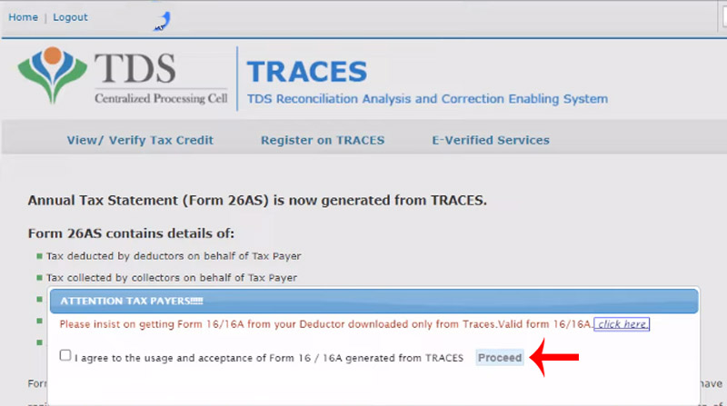 How to Check Online TDS Step 4 sub step 1