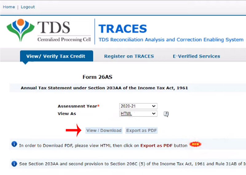 How to Check Online TDS Step 6
