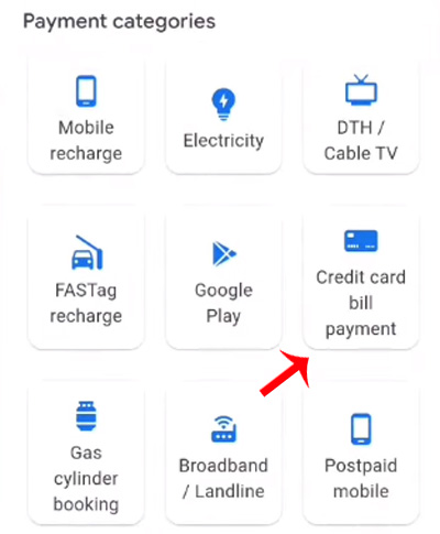 How to Pay Credit Card Bill through Google Pay Step 2
