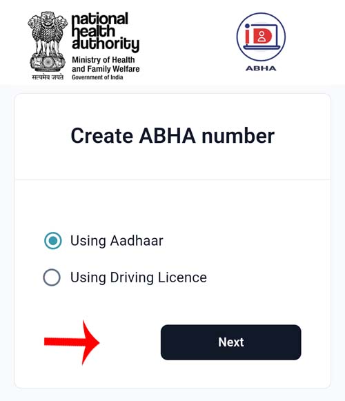 How to Create ABHA Health ID Card Step 2