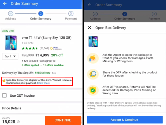 How to Use Flipkart Open Box Delivery in Marathi